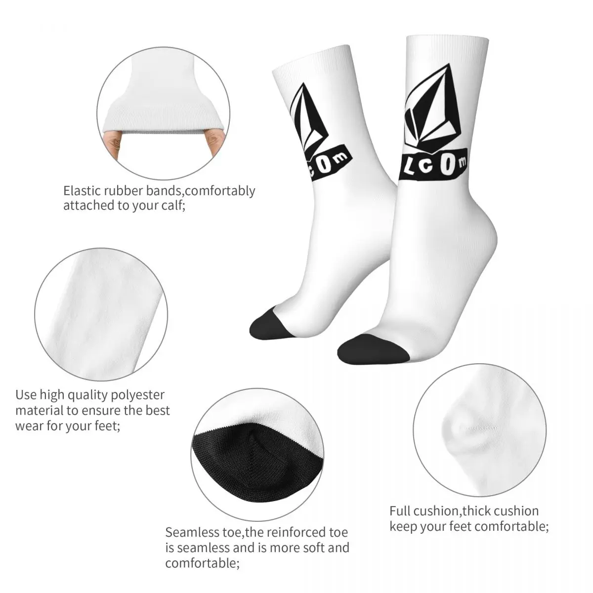 Volcoms Socks logo Gothic Stockings Men High Quality Outdoor Socks Spring Pattern Non Skid Socks