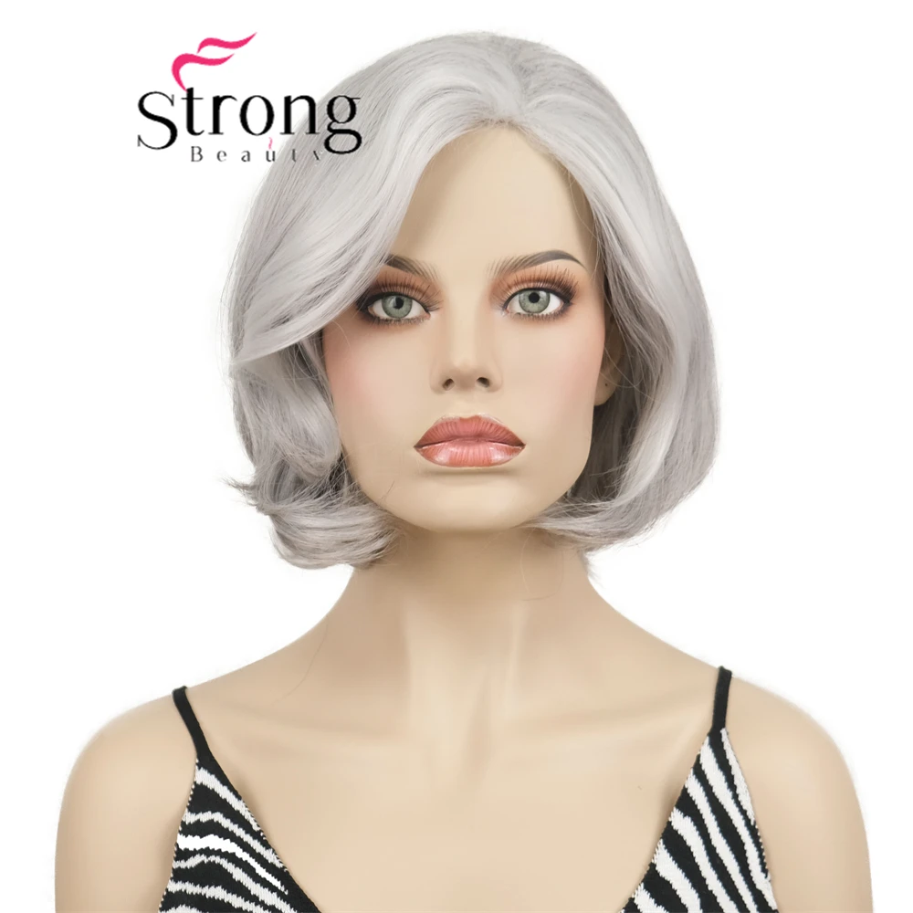 

Lady Seniors Salt And Pepper Wig Straight Bob Grey Wigs For Women Silver Gray Short Bob Glueless Wig