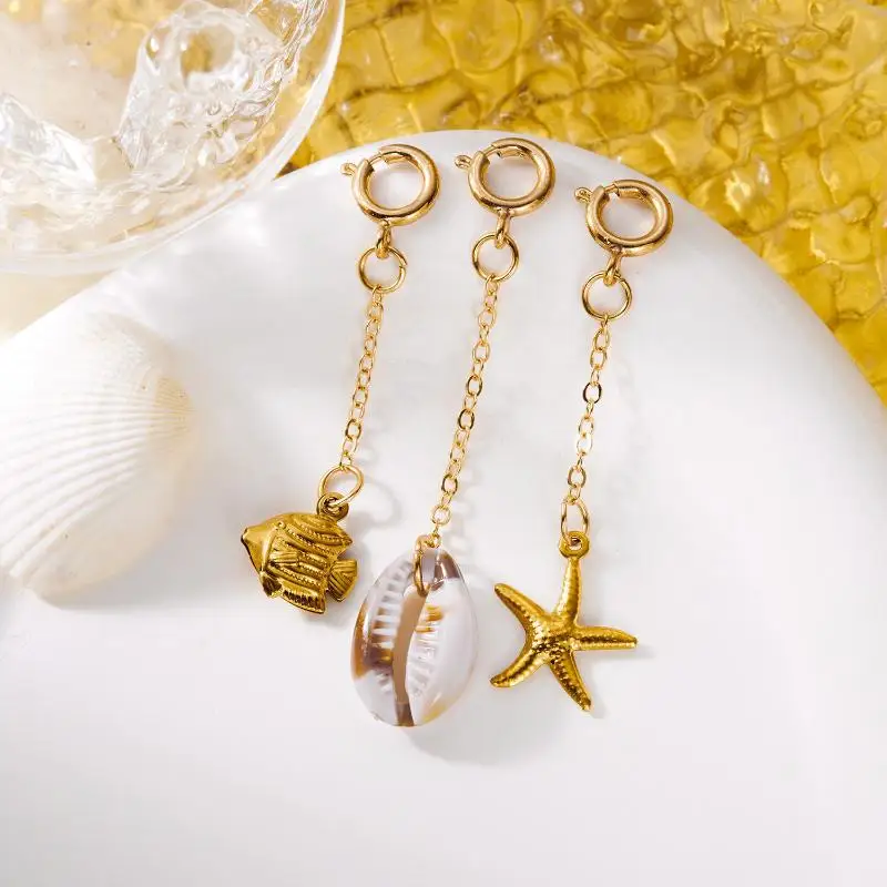 1/3 Stück Edelstahl Kreativer Muschel-Korallen-Seepferdchen-Bikini-Verschluss-Anhänger für Damen, Seestern-Fisch-Muschel-Bikini-Bademode-Schmuck – Detail 5