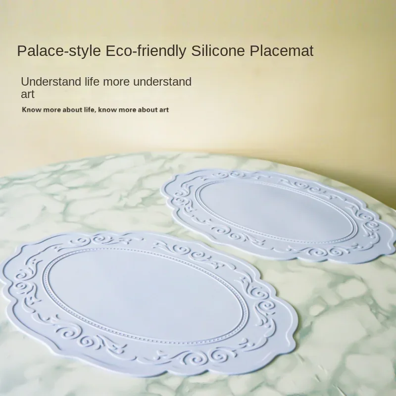 

Oval relief lace placemat Korean European silicone table mat Non-slip, anti-wrinkle, easy to clean, heat insulation mat