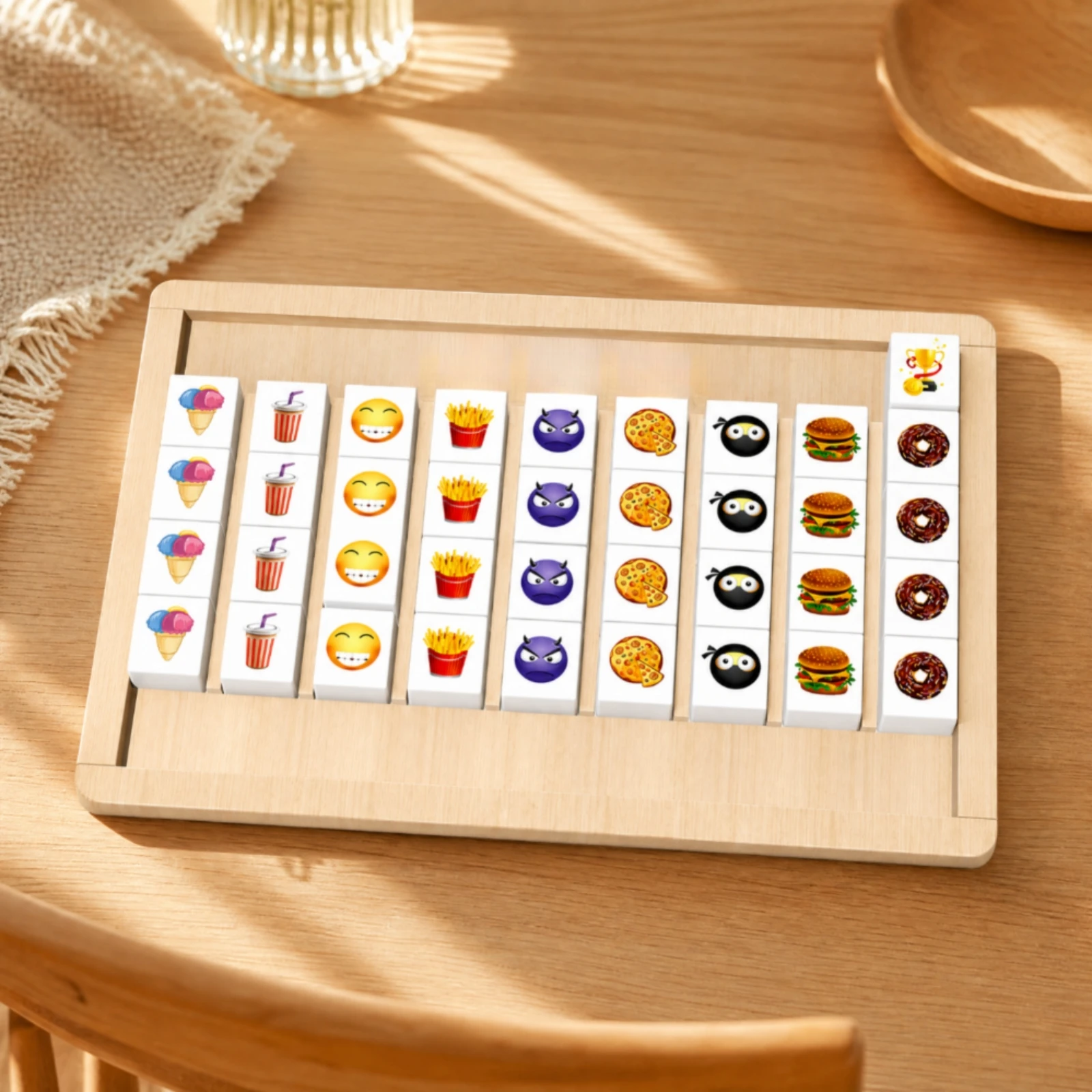 Wooden-Look Board Game with Tiles Screensans Screen Tabletop Matching Game Preschool Learning Toy Multiplayer Developmental Toy