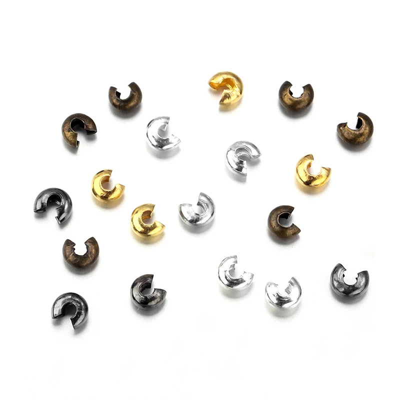 100pcs/lot 3-5mm Round Covers Crimp End Stopper Spacer Beads Jewelry Making Materials DIY Accessories Findings Supplies
