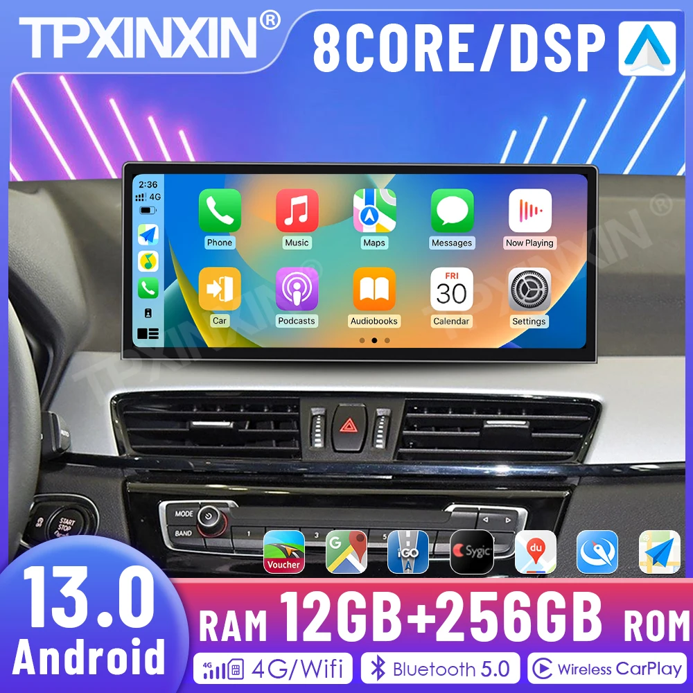 

Автомобильный радиоприемник Qualcomm 12,3 дюйма CarPlay 4G Android 13,0 для BMW X1 F48 2016-2018 NBT EVO мультимедийный плеер GPS-навигация головное устройство