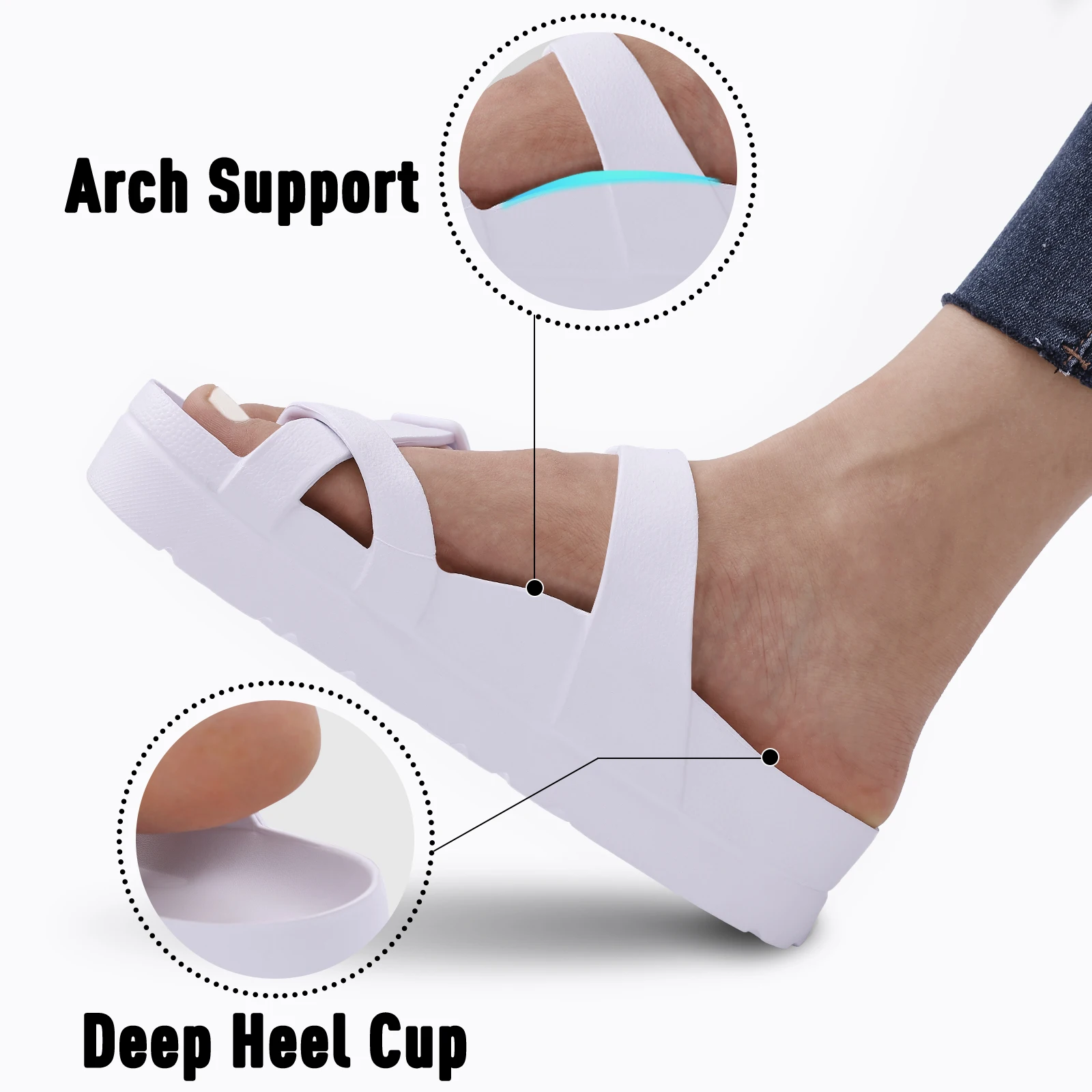 Comwarm Orthopädische Damen-Sandalen mit Verstellbarer Schnalle Rutschfeste Modische Slides Weiche Sohle Strandpantoffeln mit Gewölbeunterstützung – Detail 19