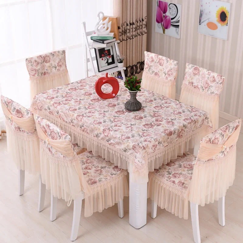 Elegant European-style Pastoral Retro Table Cloth 2 styles Floral Lace 100% Cotton Dinning ablecloths Chair Covers