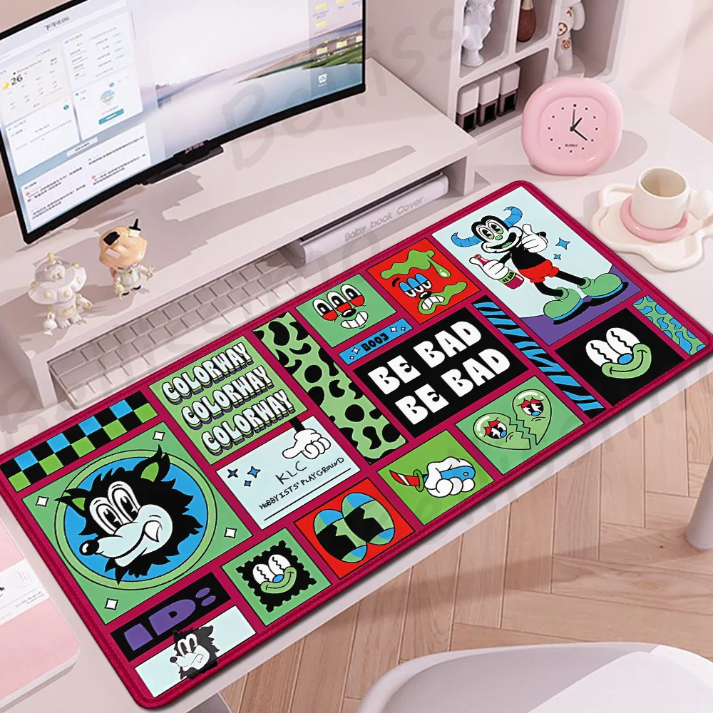 

Японский художественный коврик для мыши, большой коврик для игрового стола, офисный ковер для ПК, коврик для мыши с мультяшными животными, геймерская клавиатура, коврик для компьютерной мыши, игровой коврик