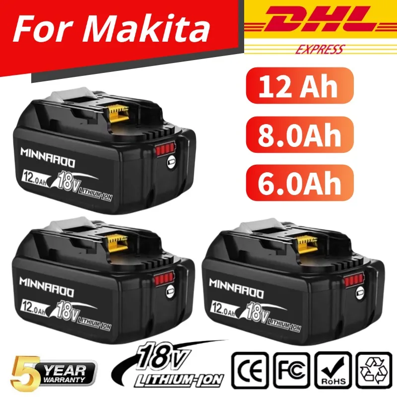 

【DHL FAST DELIVERY】18V 12Ah/8Ah Battery For Makita BL1840 BL1830B BL1850B BL1850 BL1860 BL1815 Replacement Lithium Battery