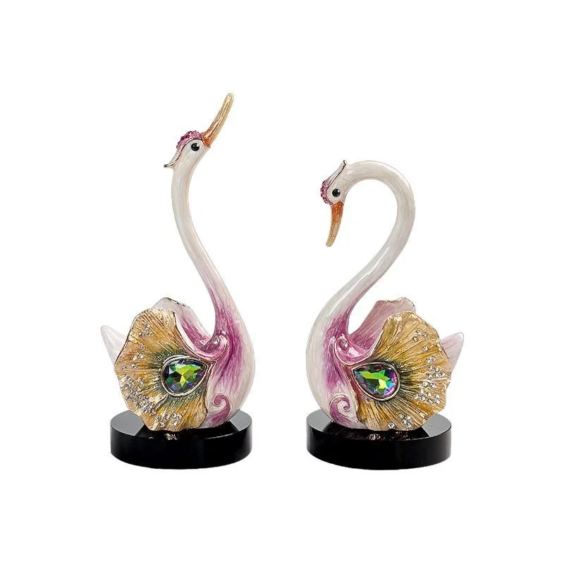 Happy pair of purple swan ornaments, wedding gifts for girlfriends to move to a new home decorations