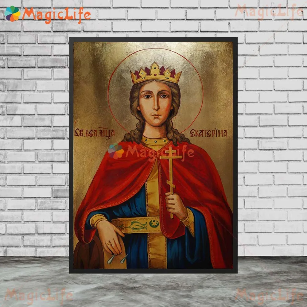 St Catherine of the Wheel St Catherine of Alexandria Orthodox Wall Pictures For Church Poster Wall Art Canvas Painting Unframed