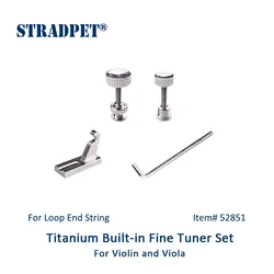 STRADPET violin built-in titanium fine tuner set for LOOP-end string, Violin accessories