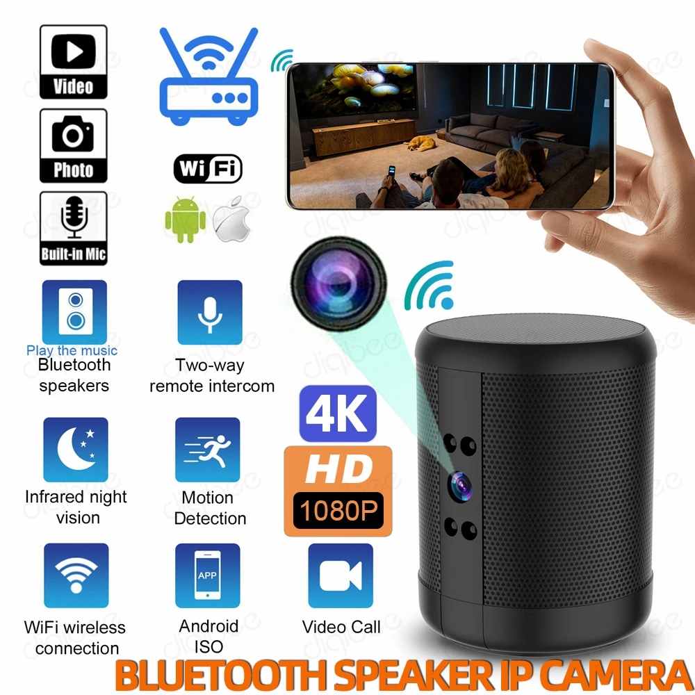 

Infrared Night Vision 4K HD1080P Smart Home Surveillance Remote Wireless Network WiFi IP Camera Bluetooth Speaker Music Player