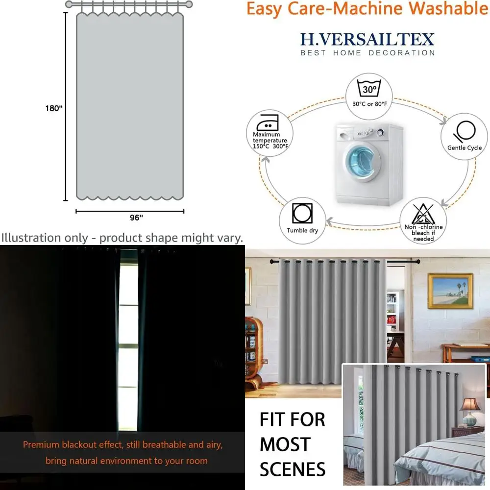 

Sliding Door Room Divider Curtains, Soundproof, 8ft Tall x 15ft Wide, Dove Gray