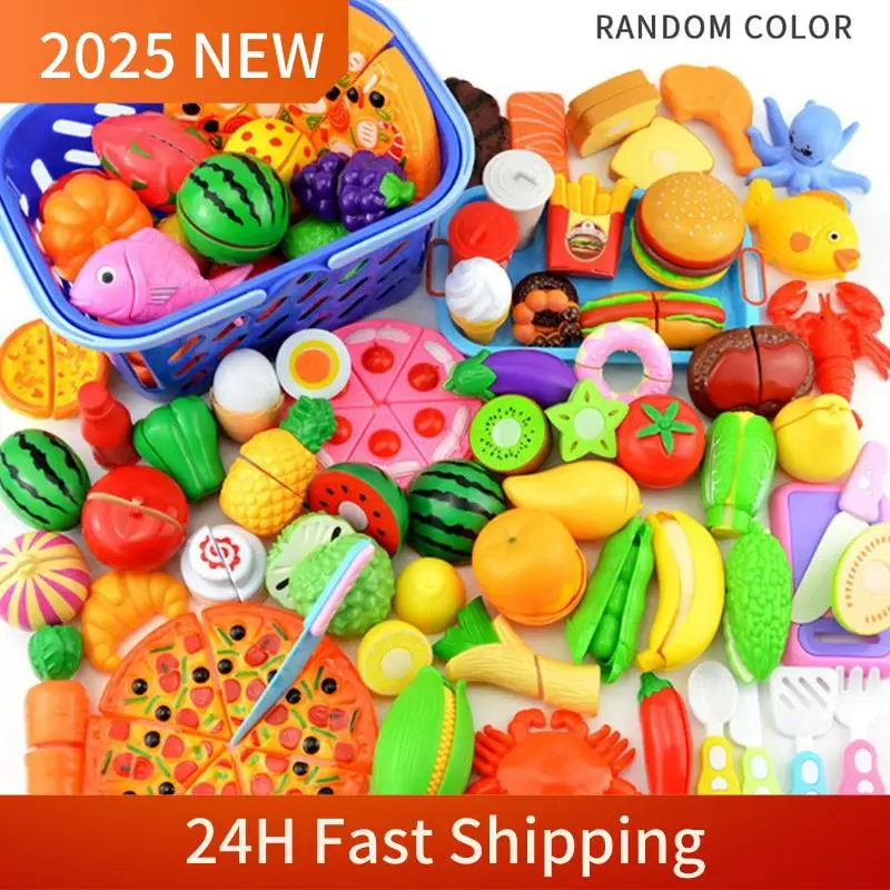 A49U 23 個シミュレーションキッチンカットフルーツおもちゃセット、子供のロールプレイングゲーム用の収納バスケット付きままごとセット