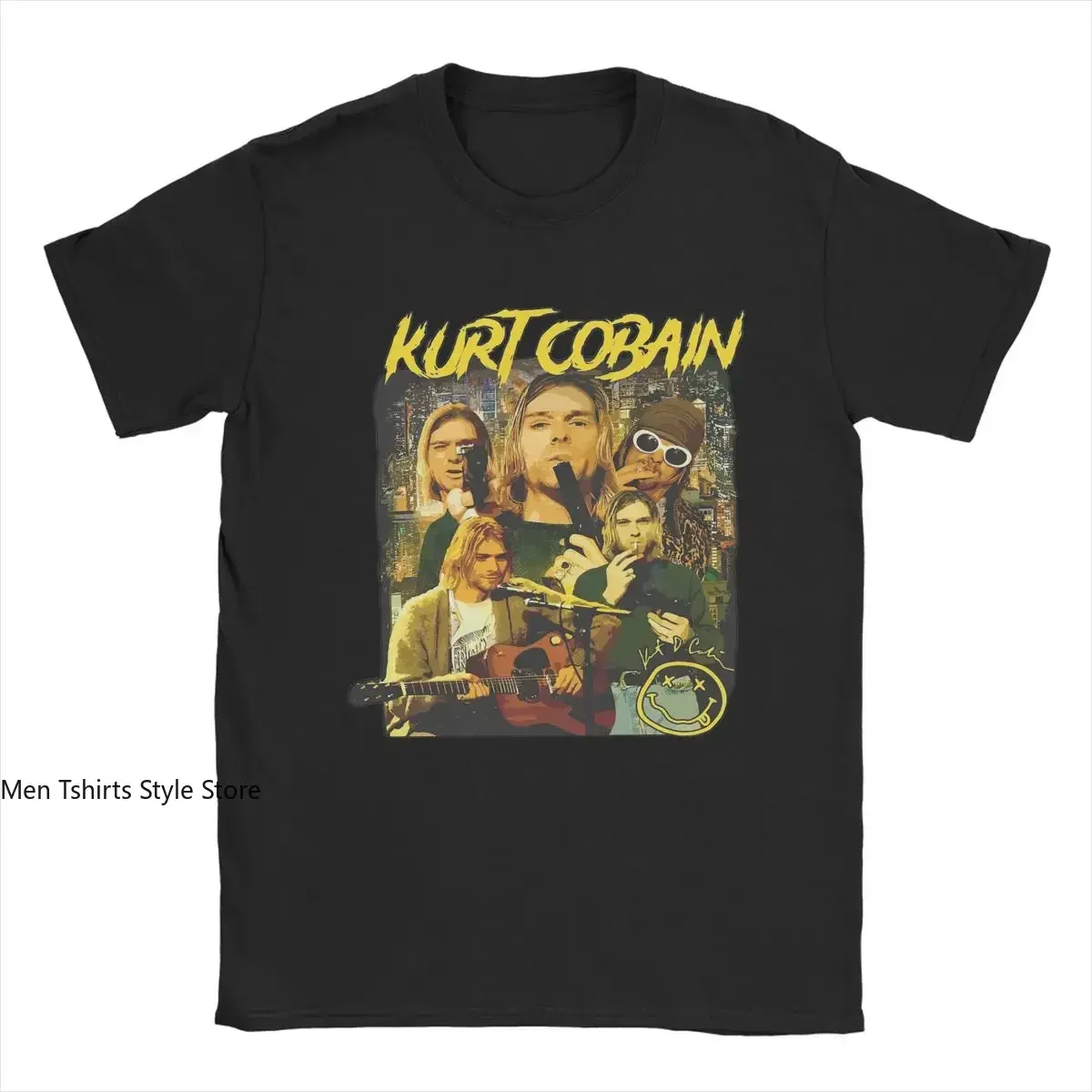 Men's Kurt Cobain T Shirts Cotton Clothes Cool Short Sleeve Round Neck Tee Shirt Plus Size T-Shirt