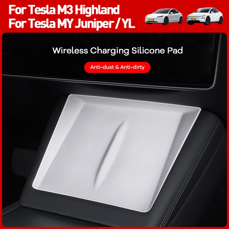 for Tesla Model Y Juniper/Launch Model3 2024 2025 2026 Anti-skid Pad Wireless Charging Pad Car Phone Non-slip Mat Protective Pad