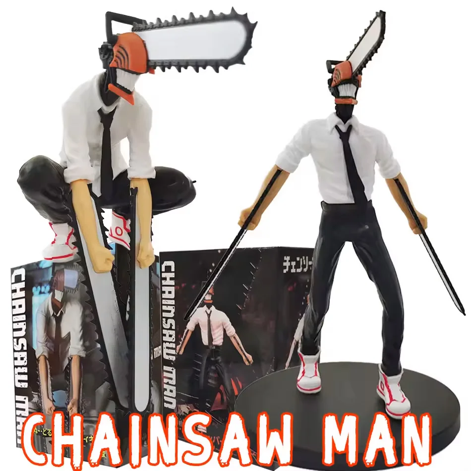 Anime quente motosserra homem denji figura pvc motosserra capacete de energia móvel makima modelo brinquedo menino coleção ornamentos presentes