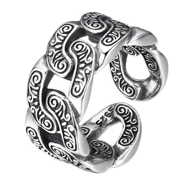 

BOCAI S925 Sterling Silver Rings for Men Women New Fashion Vintage Relief Eternal Vine Weaven-chain Argentum Punk Jewelry