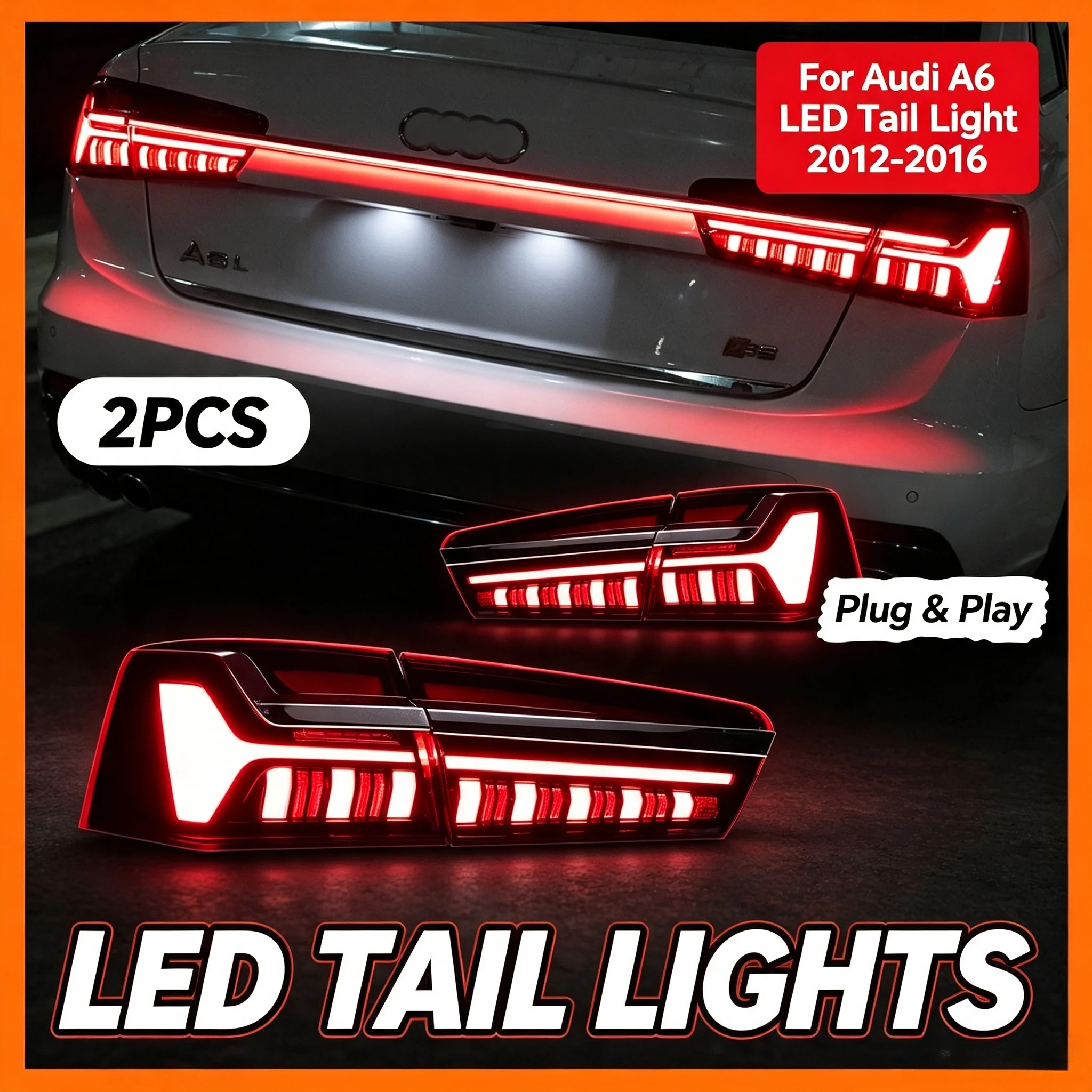 4 Stück Autobeleuchtung für Audi A6 LED-Rückleuchten 2012-2016 A6 C7 Rückleuchte 22 Stile DRL Dynamisches Signal Brems- und Rückfahrlicht Auto-Zubehör