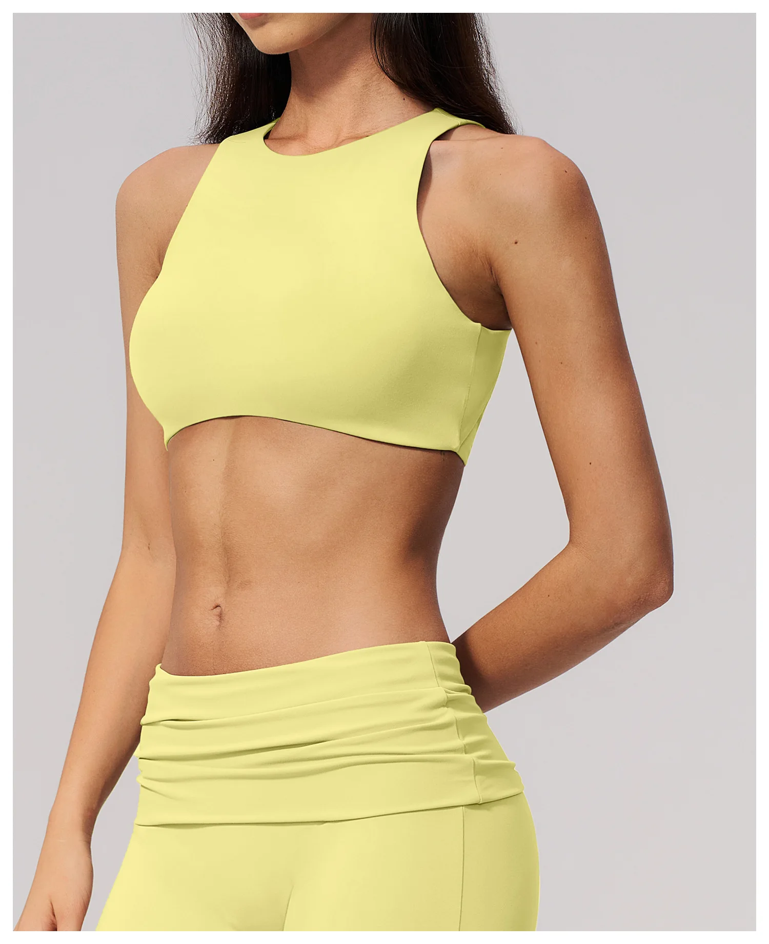 Damen Sport-BH mit Rückenausschnitt, Stoßdämpfend, Push-Up, Schnelltrocknend, Einfarbig, für Fitness, Laufen und Yoga – Detail 12