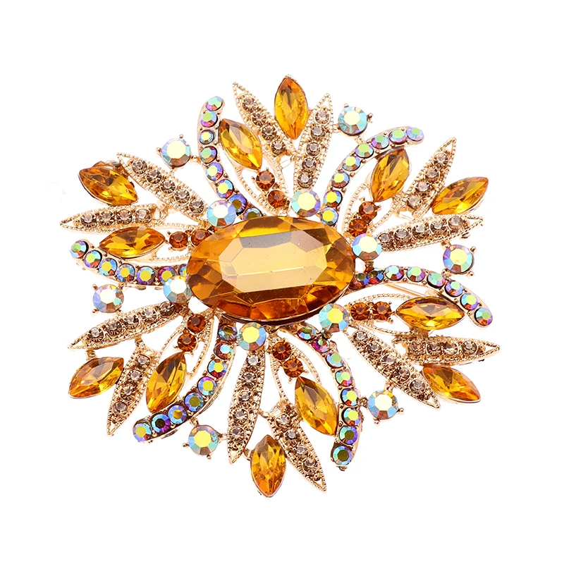 Exquisite Gorgeous Crystal Flower Brooch Women Elegant Fashion Banquet Jewelry Gift