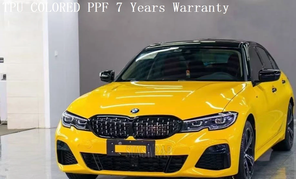 

Glossy TPU Crystal Sunflower Yellow Color PPF Paint Protection Wrap-Self healing TPU Film 5x52ft/roll