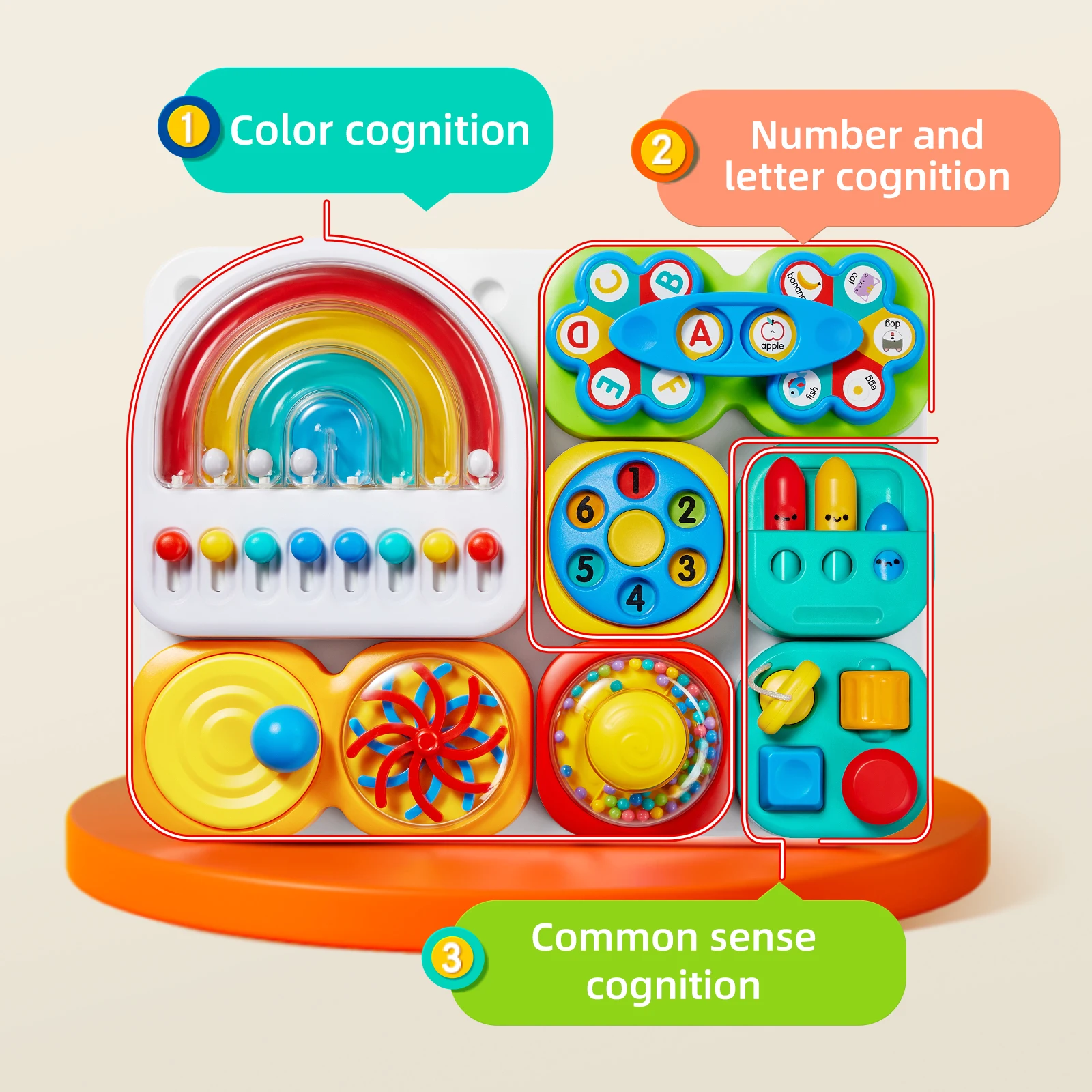 Auby Busy Board 3.0 – Detachable Sensory Toy for Toddlers 1-6, Portable Travel Activity Board with 7 Tools, Fine Motor Skills