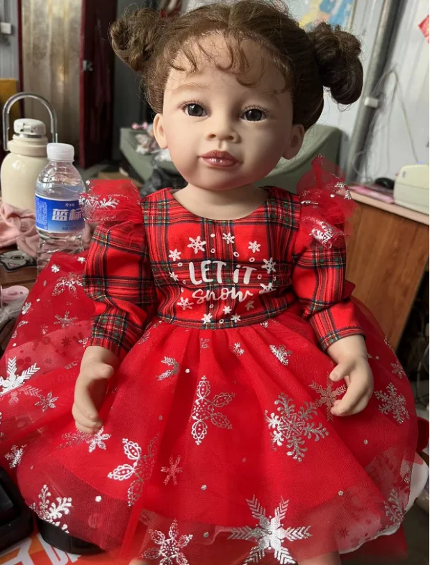 

Full Silicone Girl Doll 55 cm Reborn Babies Doll Toys Rooted hair Bebe Reborn Birthday Gifts For Child