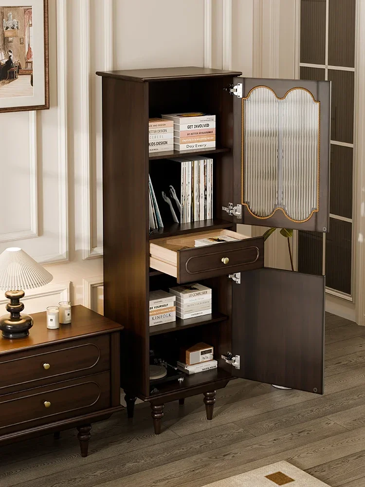 

X18 French retro solid wood wine cabinet rack display cabinet living room against the wall integrated medieval home