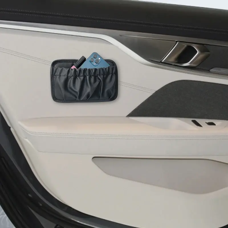 Car Leather Adhesive Storage Bag Multi-functional Adhesive Storage Bag Car Mobile Phone Bag