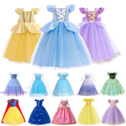 Disney Cinderella Princess Dress Girls Birthday Party Carnival Clothes Cosplay Elsa Anna Belle Rapunzel Aurora Encanto Costume