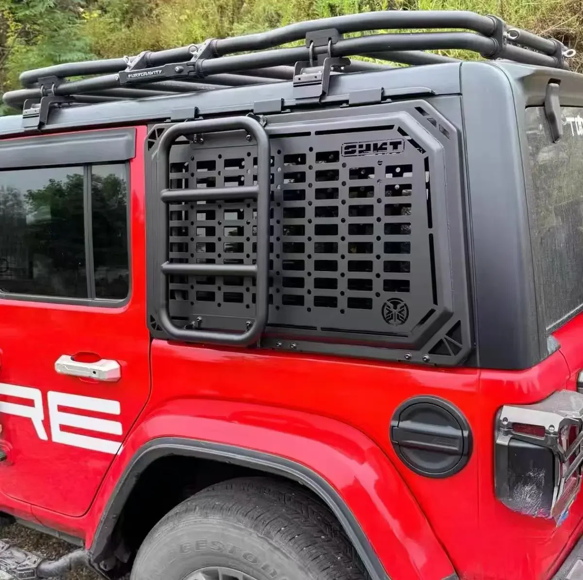 KQX Side Window Armor Rear Window Glass Expansion Frame Steel for Jeep Wrangler JL 2018++ L1042