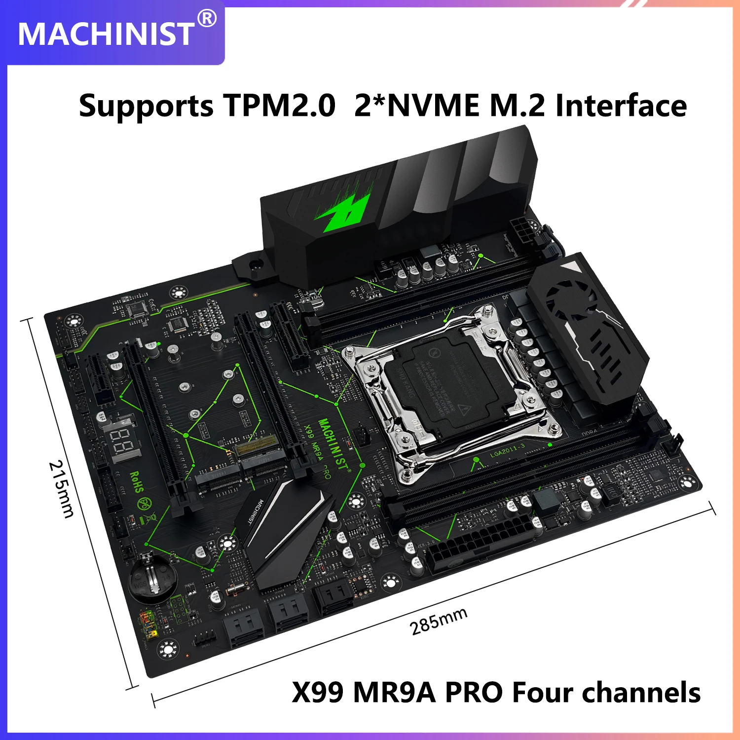 

MACHINIST X99 MR9A PRO TPM2.0 Motherboard Support DDR4 RAM Four Memory channels LGA 2011-3 Xeon E5 V3 V4 CPU ATX Dual NVME M.2