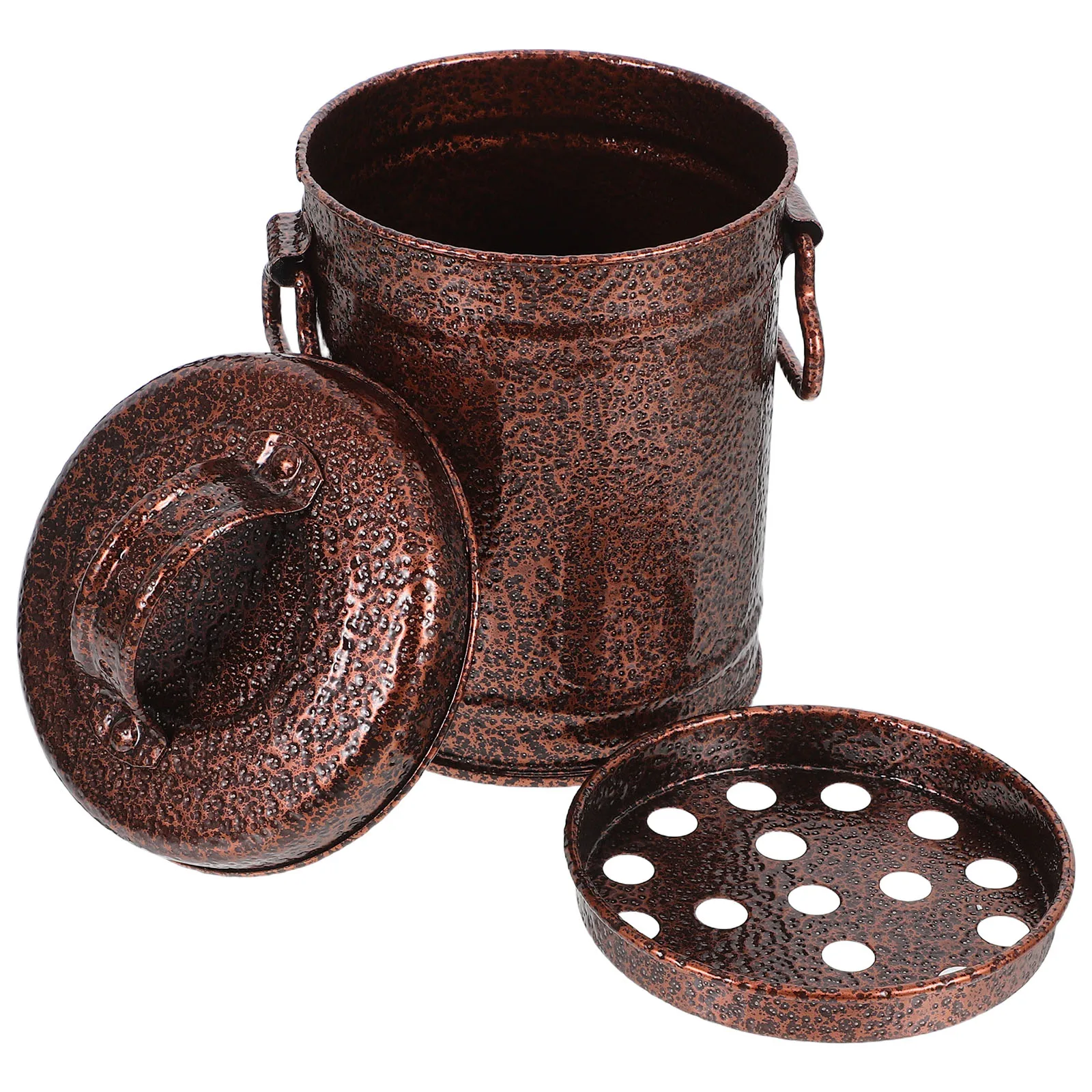 

Vintage Metal Ashtray Bucket Style Galvanized Iron With Lid Portable Mini Ash Bucket For Home Office Bar Car Travel