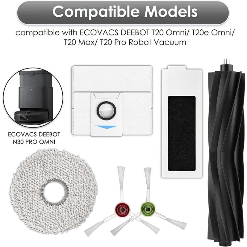 قطع غيار متوافقة مع WHYY-T20 Omni (20 عبوة) لمكانس الروبوت ECOVACS DEEBOT T20 Omni/T20e Omni/T20 Max/T20 Pro