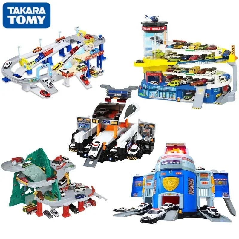 TAKARA TOMY Auto Building parking car Racing car electric track set,adult decoration,boys toys,children's holiday birthday gifts