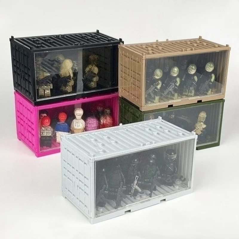 6pcs Toy Display Box Miniature Desktop Container Storing Mini Figures MOC Military Scene Building Model Additions Storage Boxes