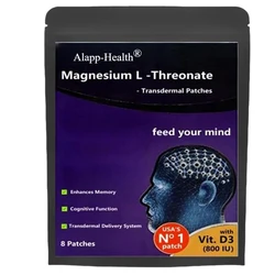 Magnesium L -threonate, Vitamin D3- Promotes Brain Health, Enhances Memory, Concentration & Cognition, Energy Transdermal Patch