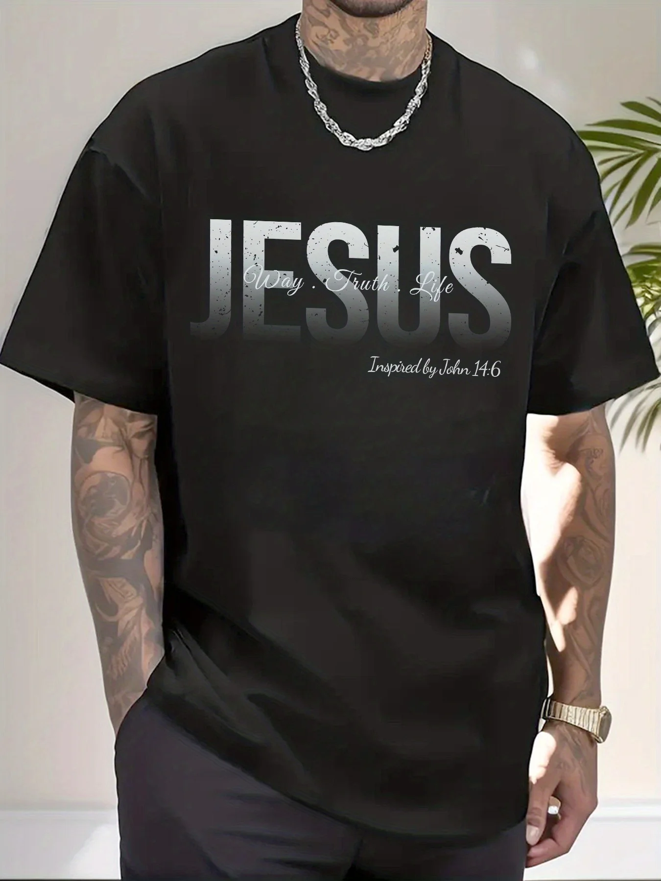 Religieuze T-shirts voor mannen Jesus Way Truth Life Inspirerend Christelijk