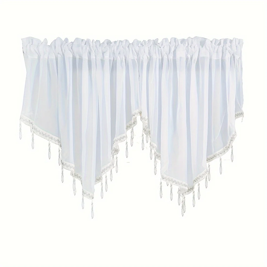 Sheer Ascot Kitchen Curtain Solid Valances Rod Pocket Drape for Small Window Garden Bedroom Kitchen Cafe Farmhouse