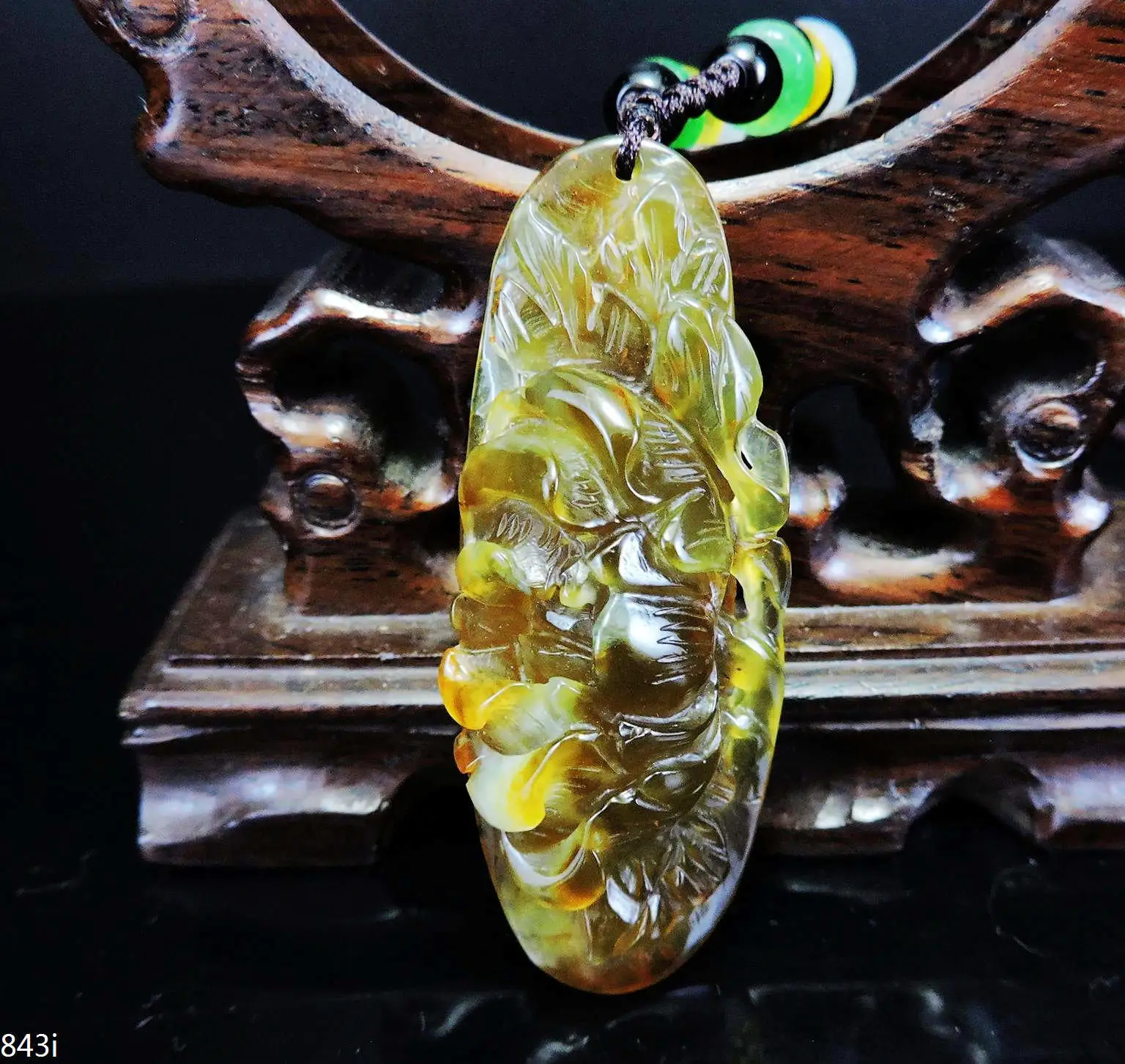 

Jade Jewelry Natural Jade Pendant Necklace Hand-Carved peony flower Jadeite Necklace Pendant Gift No Treatment 843i