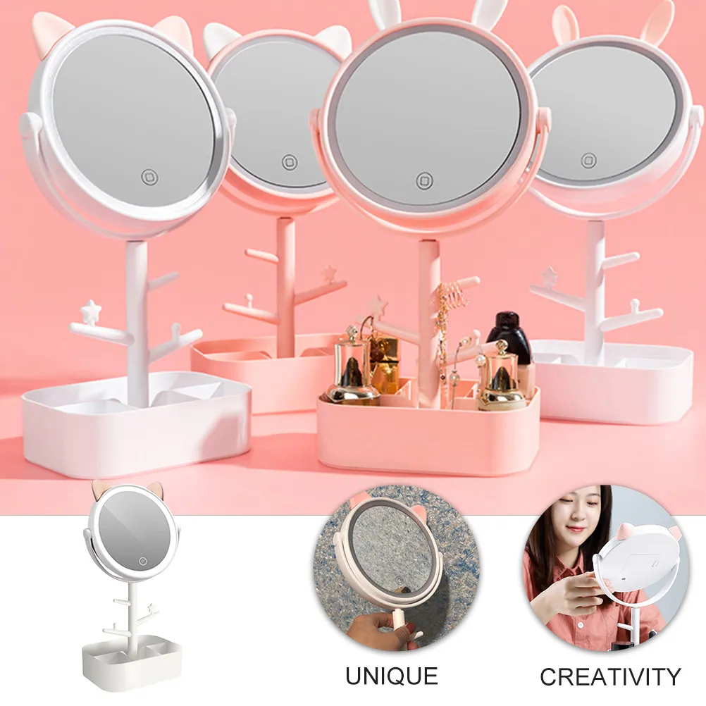 

Smart Dimming LED Makeup Mirror 360 Swivel High Definition Vanity Mirror for Bedroom Desktop Bathroom Dresser Countertop