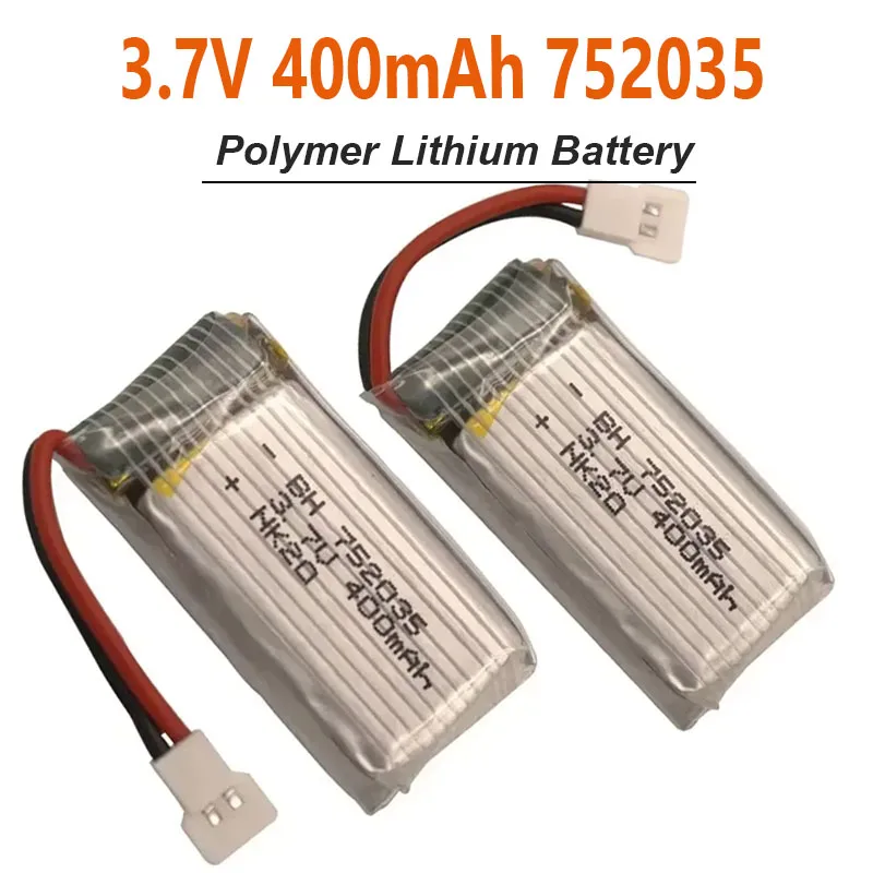 7V 400mAh Lipo Battery For Hubsan X4 H107 H107L H107D JD385 JD388 RC Drone Parts 752035 3.7v Rechargeable Battery