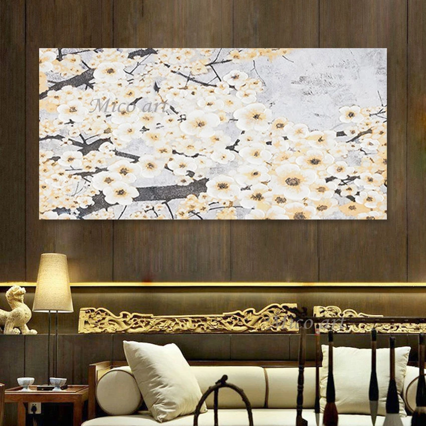 100% Hand-painted Landscape Wall Picture Abstract Home Art Canvas Decoration Unframed Flowers On The Branches Oil Paintings