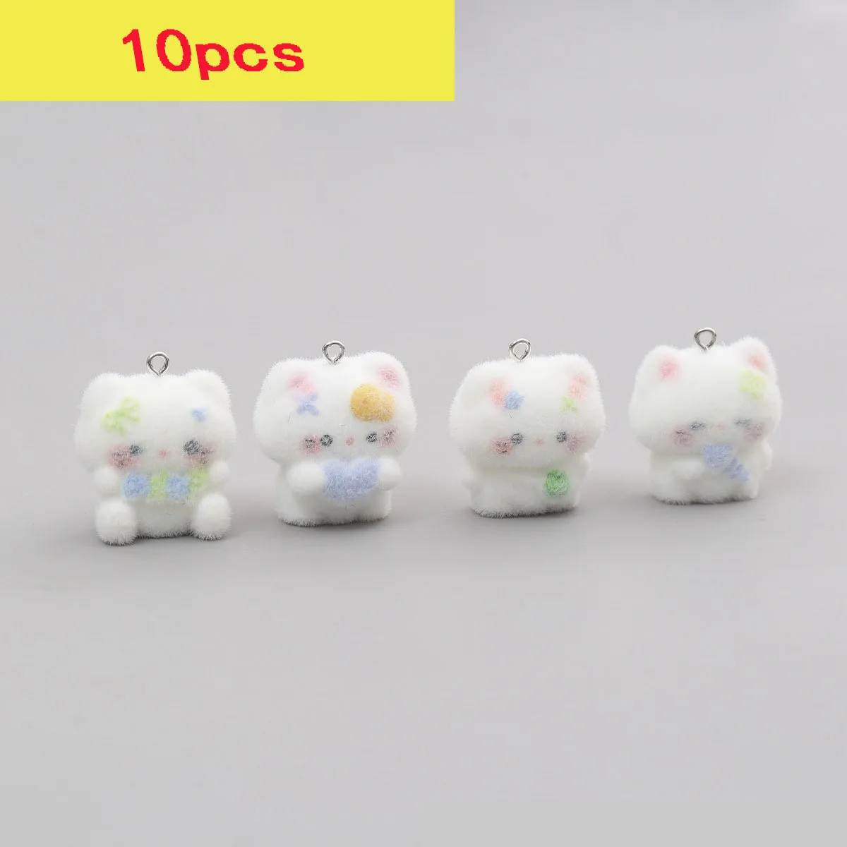 20pcs Cute 3D Flocked Cat Pendant DIY Accessories for Keychain  Phone Chain Cartoon Stereo Charms Wholesale