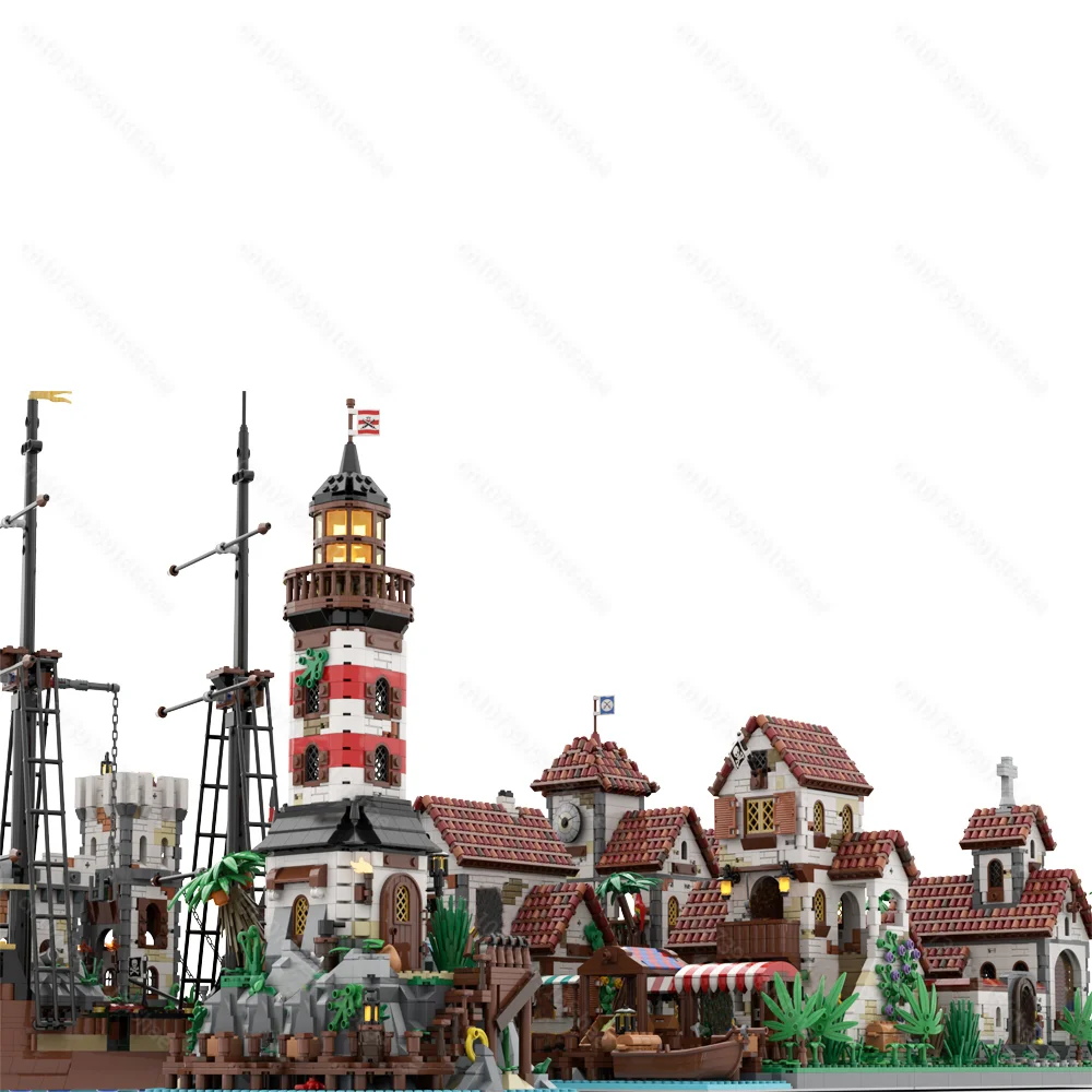 New medieval Pirate Series MOC Ultimate Pirates Harbor Pirates Town  DIY creative ideas children Toys Gift building blocks