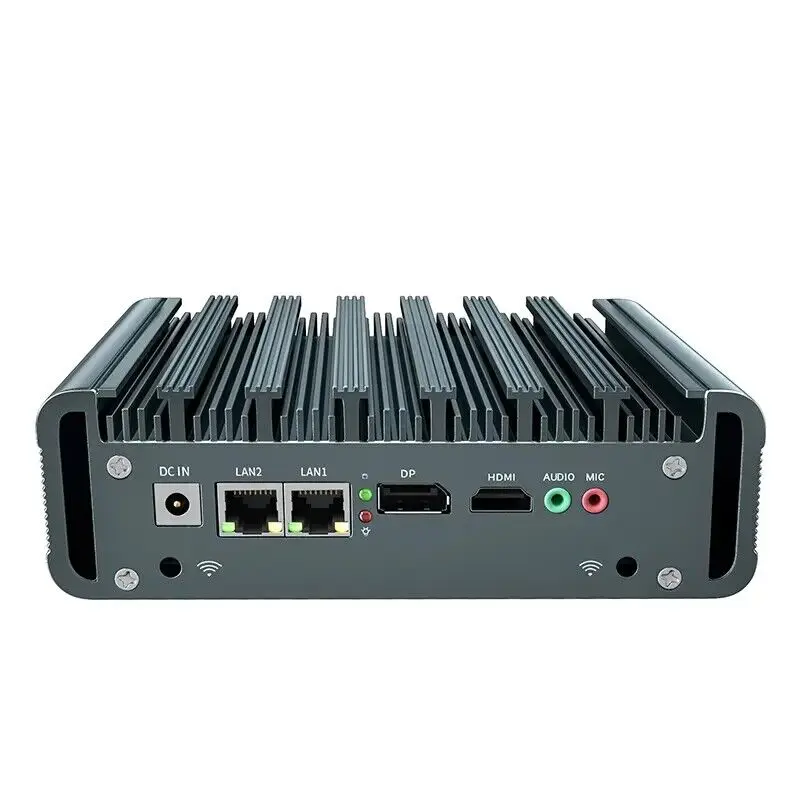 كمبيوتر مكتبي صغير بدون مروحة يدعم 4K i7-8550U 4 النوى RJ45 COM Linux Firewall كمبيوتر صناعي صغير i5-8250U 4G Dual LAN