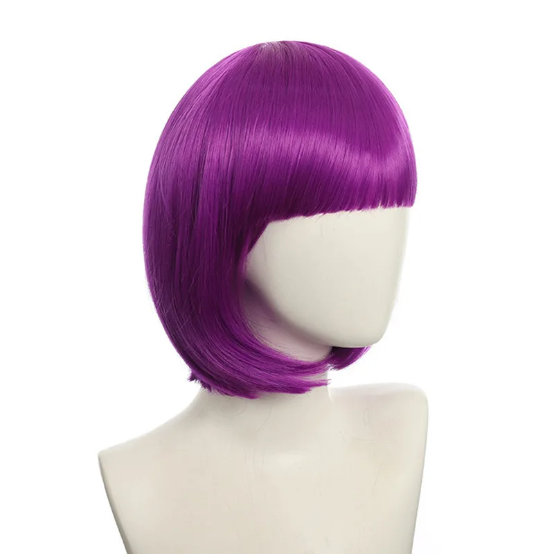 

Hot Selling European and American Style Wig with Bangs, Bob Cut, Student Style, Purple Short WigBOBColorful Anime Halloween Head