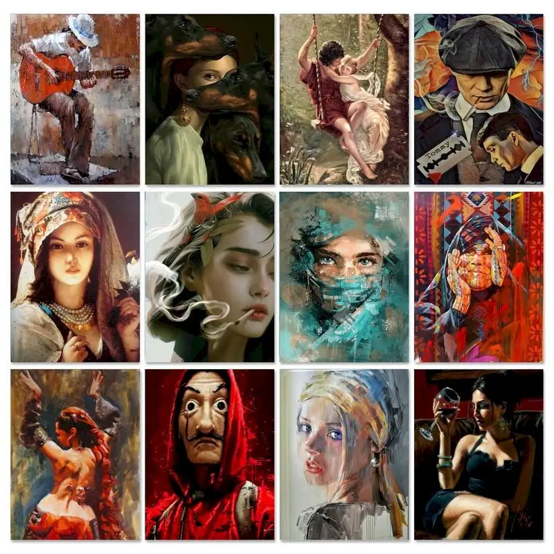 

GATYZTORY Diy Frame Painting By Numbers Canvas Figure Oil Painting Picture Numbers Handpainted Diy Gift 60×75cm Home Wall Decor