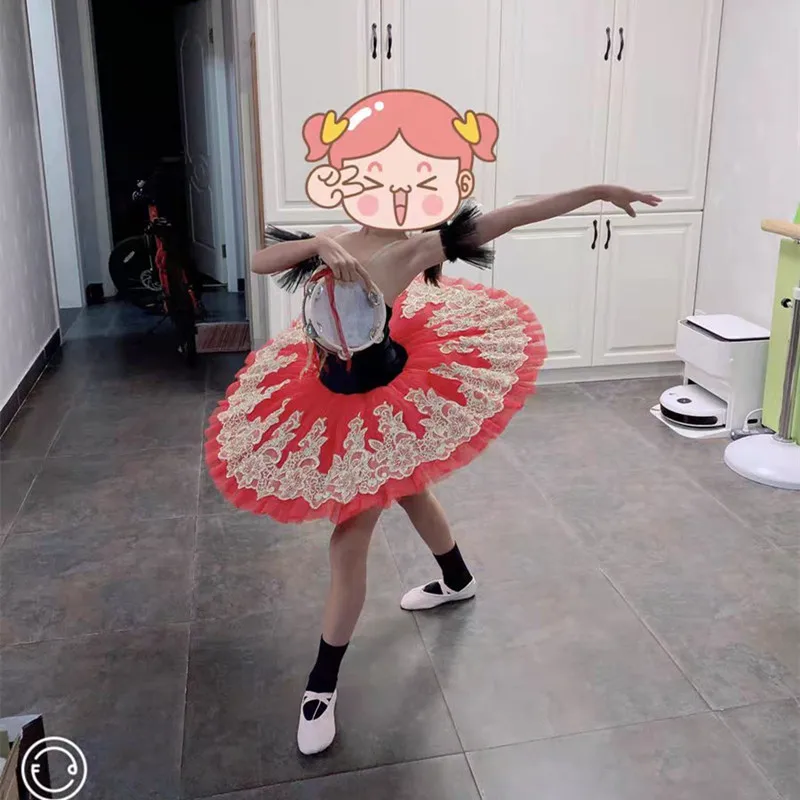 

Балетная пачка, профессиональное балетное платье для взрослых, красная одежда для выступлений, балетное платье для женщин