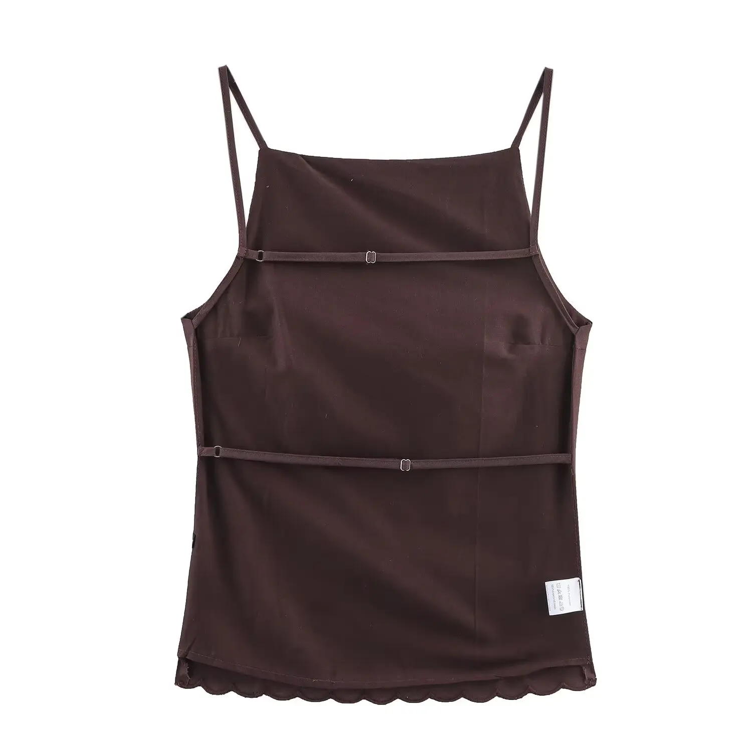 Maxdutti ฝรั่งเศสผ้าฝ้ายและผ้าลินิน Backless เซ็กซี่ Suspender เสื้อ Minimalist สีกาแฟ Elegant เสื้อแขนกุดเสื้อผู้หญิง Top